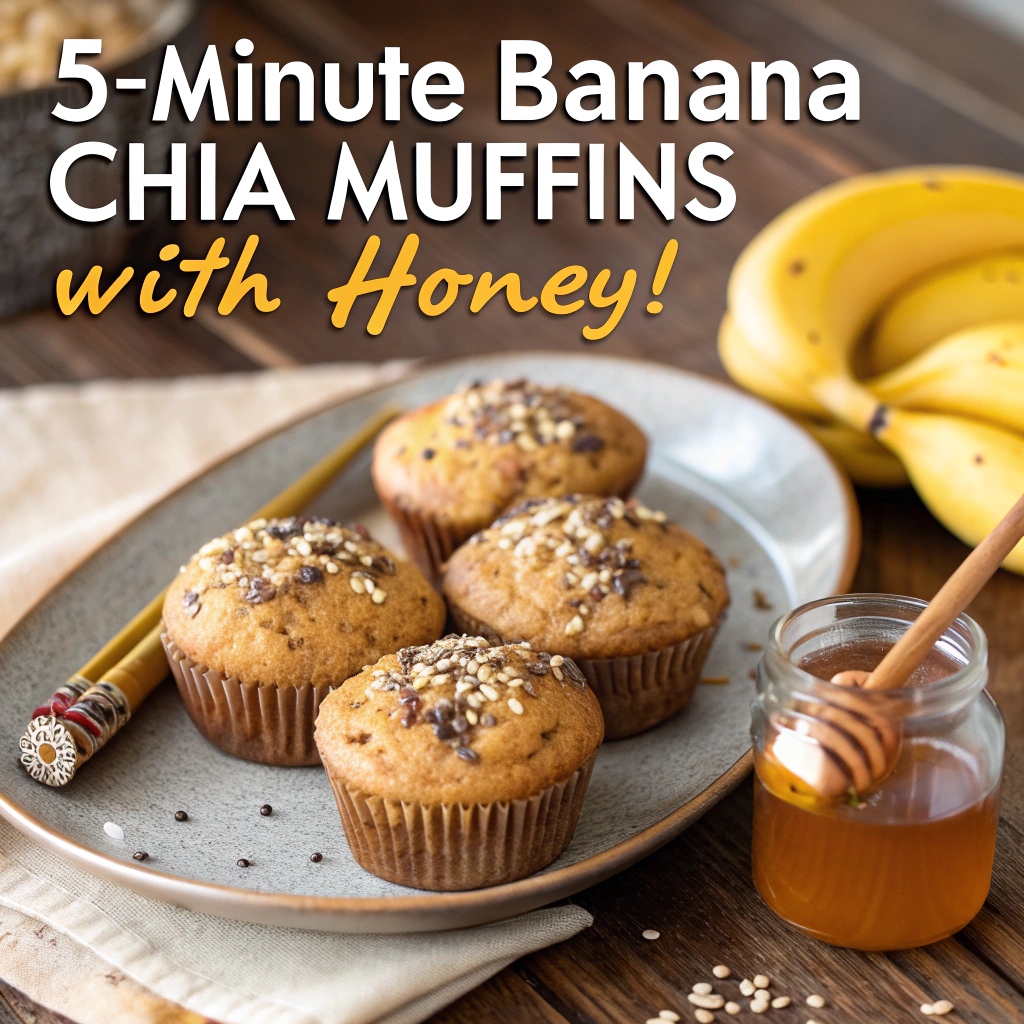5-Minute Banana Chia Muffins with Honey Yarn Recipe (Using Natural Sweetener Alternatives)