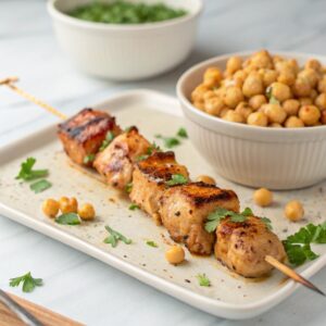 chickpea and chicken skewer