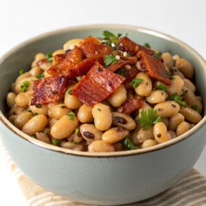 black-eyed peas with crispy bacon bits